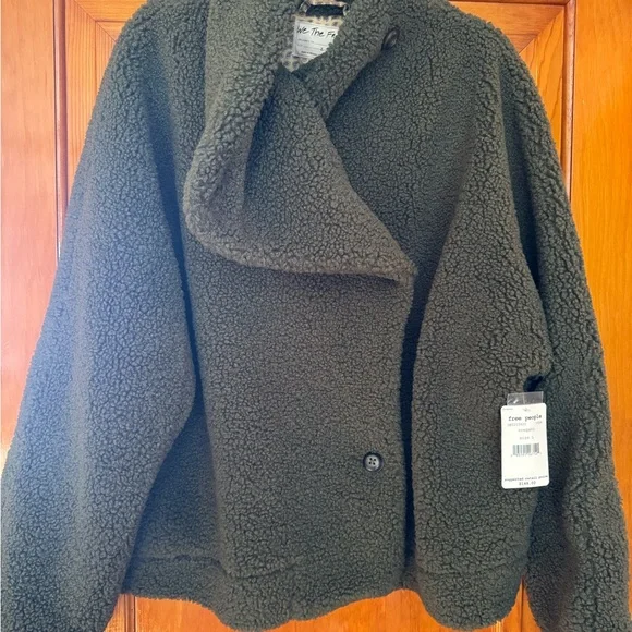 Free People Forest Green Teddy Jacket - Picture 1 of 5